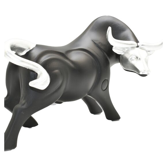 Adam & Friends Home Decor Strong Bull Sculpture | 1-Piece | Black/Silver - Picture 3 of 5